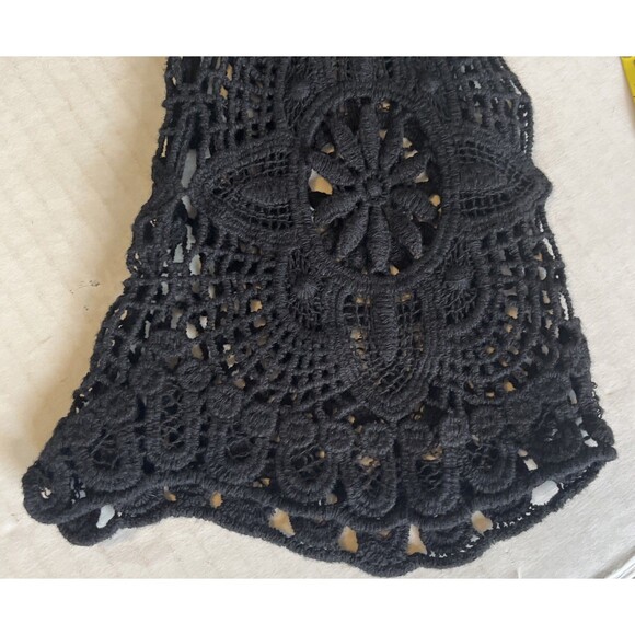 Coco Carmen Womens M Top Black Loose Knit Crochet Cotton Cosplay Whimsygoth READ - Picture 7 of 9